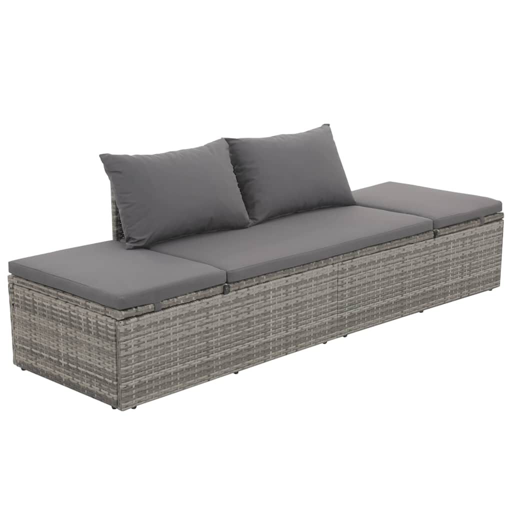 vidaXL سرير حديقة رمادي 195×60 سم بولي روطان