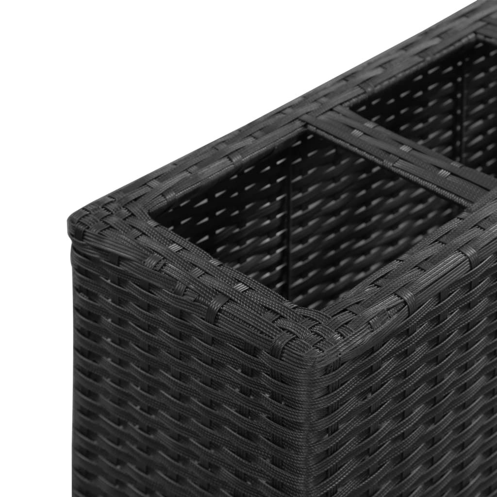vidaXL حوض زراعي مرتفع مع 4 أصص 80×22×79 بولي روطان أسود