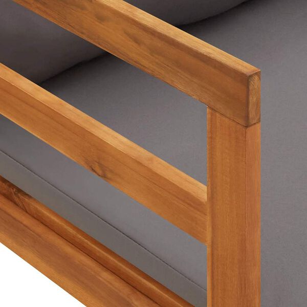 vidaXL كرسي تشمس مع مسند ذراع 1 رمادي داكن خشب أكاسيا صلب