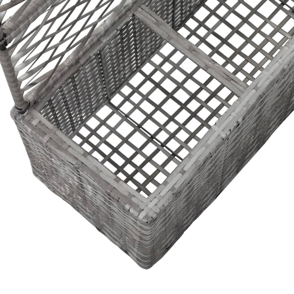 حوض تعريشة زراعي مرتفع مع 3 أصائص 130x30x83 سم بولي روطان رمادي