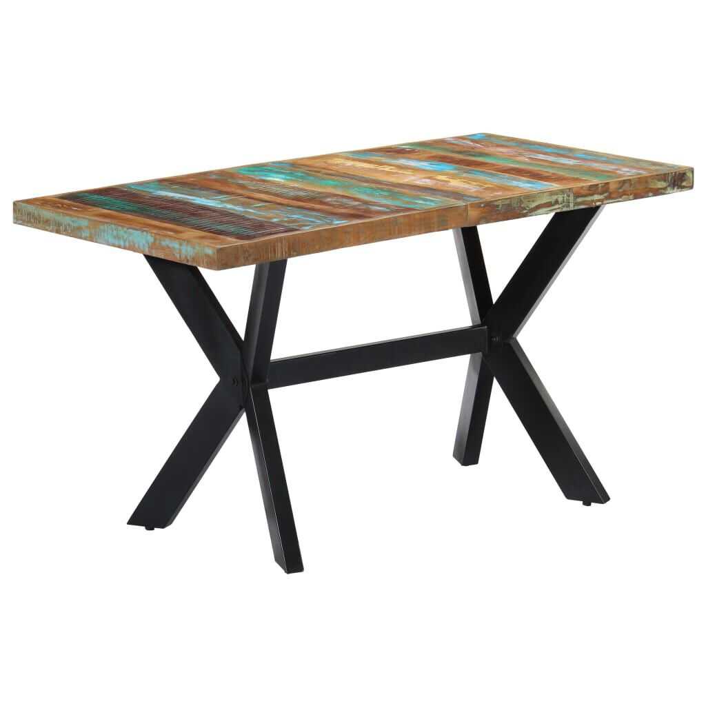vidaXL طاولة طعام 75x70x140 سم خشب مستصلح صلب