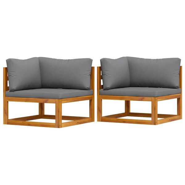 vidaXL أرائك ركنية مقطعية 2 ق مع وسائد رمادي داكن