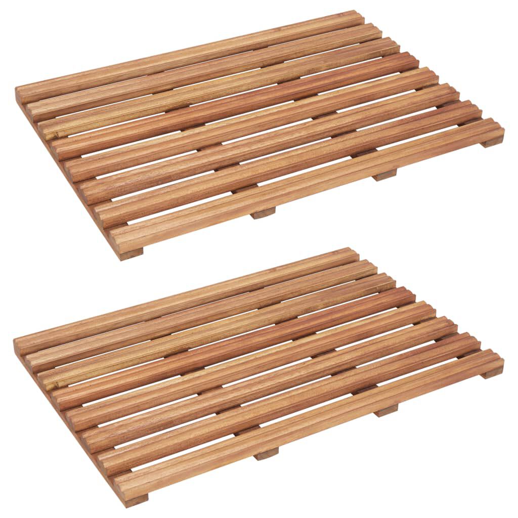vidaXL سجادات حمام 2 ق خشب سنط صلب 56×37 سم