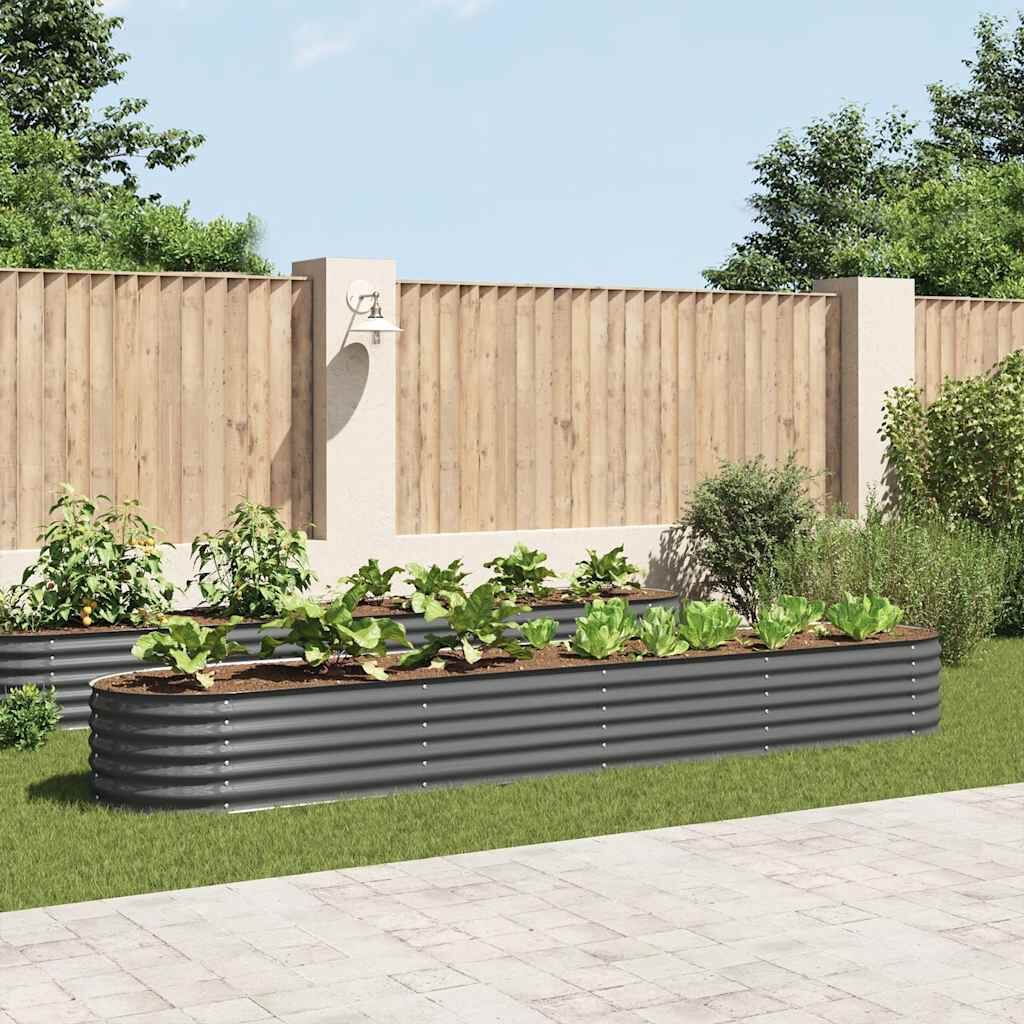 vidaXL حوض حديقة مرتفع 400×80×44 سم فولاذ مجلفن رمادي