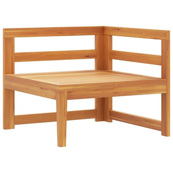 vidaXL أريكة ركنية مع وسائد أبيض كريمي خشب أكاسيا صلب