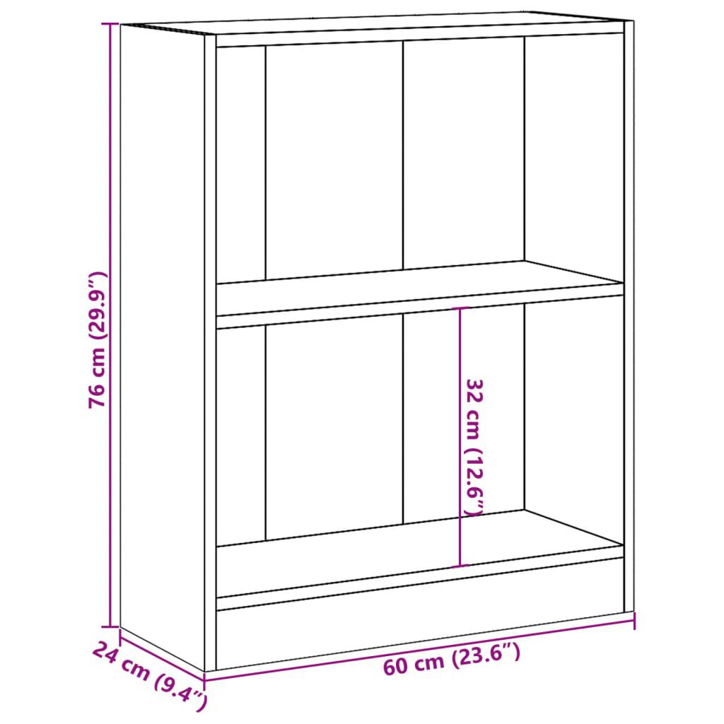 vidaXL رف كتب رمادي 60×24×76 سم خشب صناعي