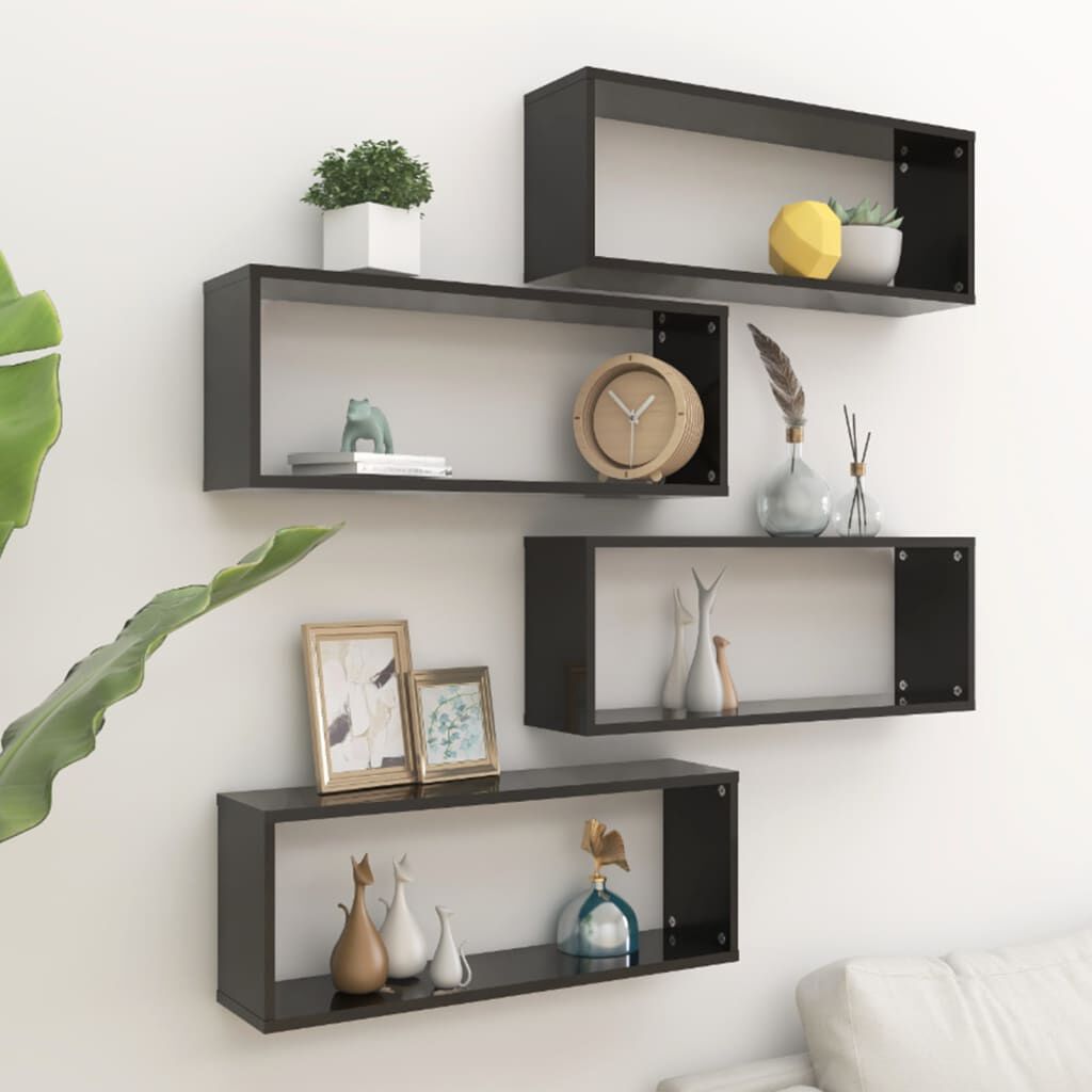vidaXL رفوف جدارية مكعبة 4 ق أسود 60×15×23 سم خشب صناعي