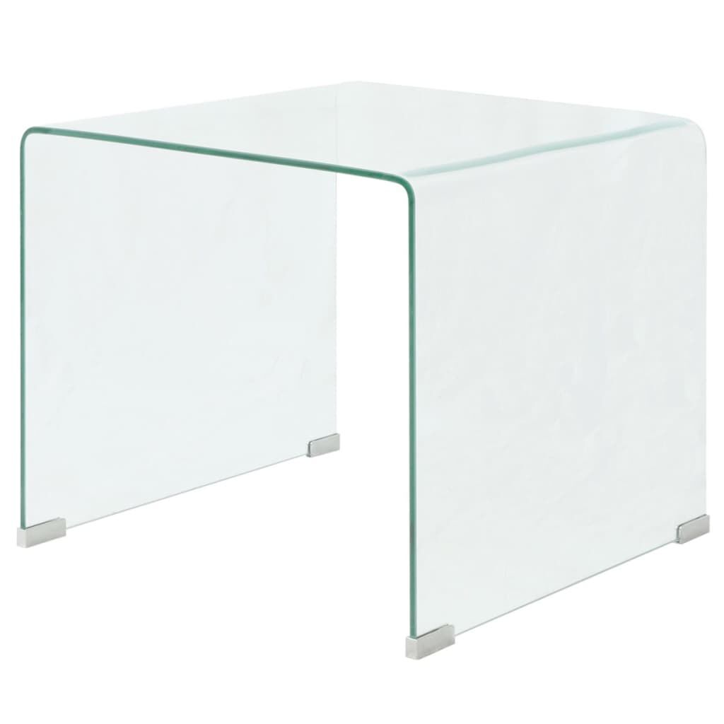 vidaXL طاولة قهوة زجاج مقوى 49.5×50×45 سم شفاف