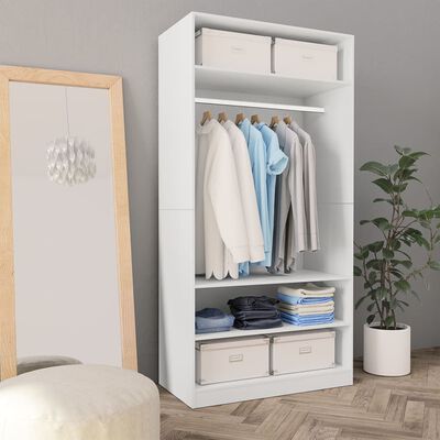 vidaXL خزانة ملابس أبيض 100×50×200 سم خشب مضغوط