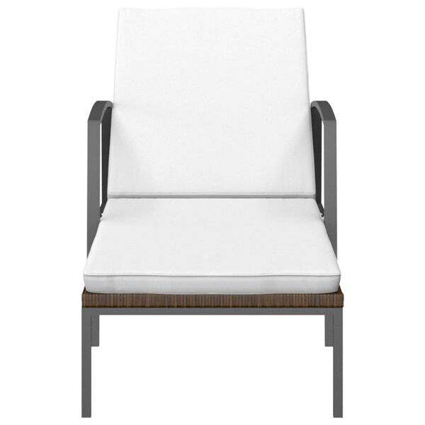 vidaXL كراسي تشمس 2 ق مع طاولة بولي روطان بني