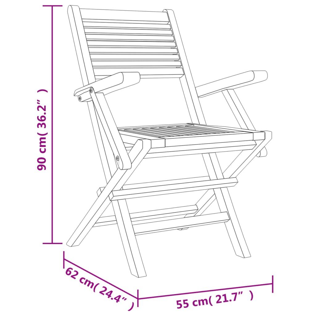 vidaXL كراسي حديقة قابلة للطي 6 ق 55x62x90 سم خشب ساج صلب