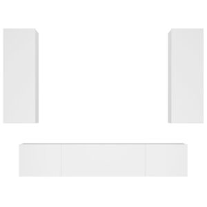 vidaXL طقم خزانة تلفزيون 4ق أبيض خشب صناعي