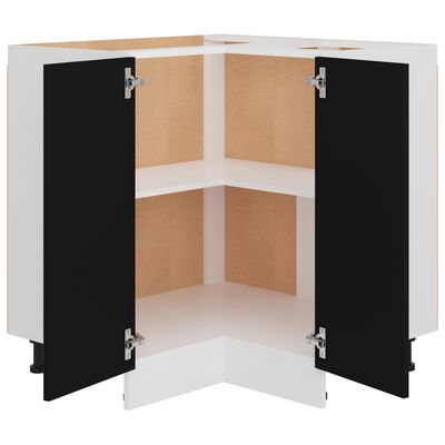 vidaXL خزانة ركنية سفلية أسود 75.5×75.5×81.5 سم خشب صناعي