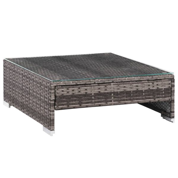 7 قطع طقم جلسة حديقة مع وسائد بولي روطان رمادي vidaXL