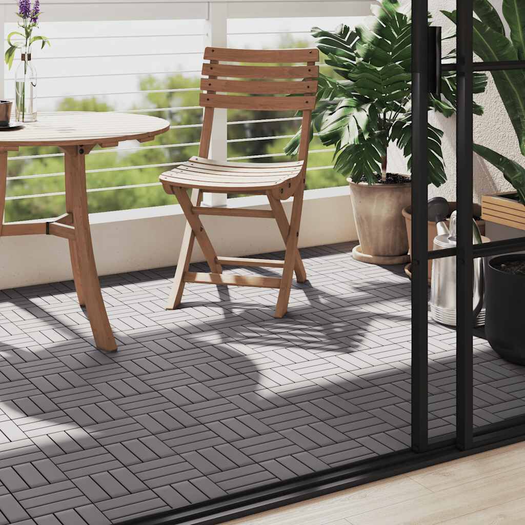 vidaXL بلاط أرضية 10 قطع تشطيب رمادي 30×30 سم خشب أكاسيا صلب