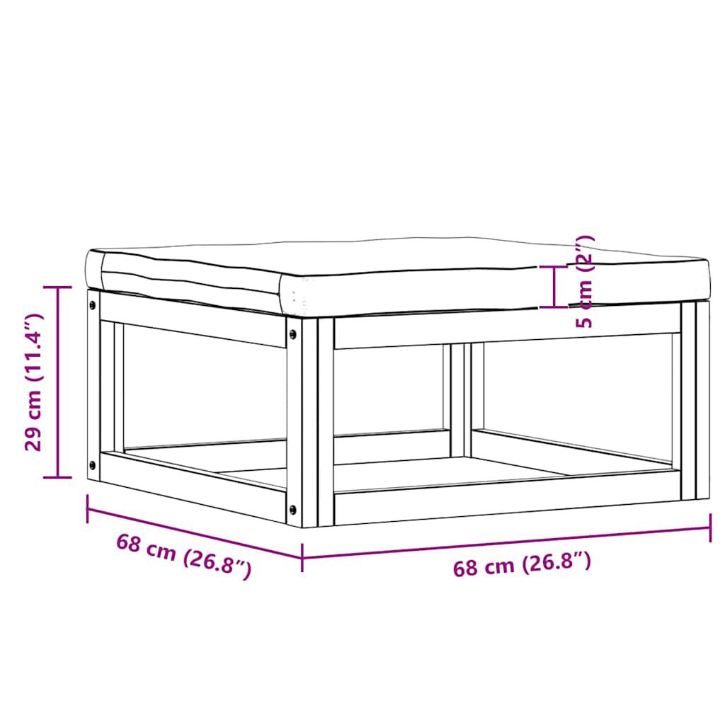 vidaXL مسند قدم مع وسادة أبيض كريمي خشب أكاسيا صلب