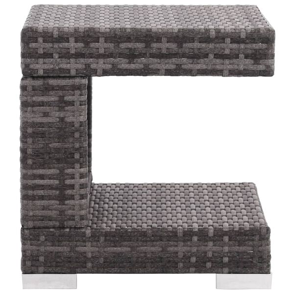 7 قطع طقم جلسة حديقة مع وسائد بولي روطان رمادي vidaXL