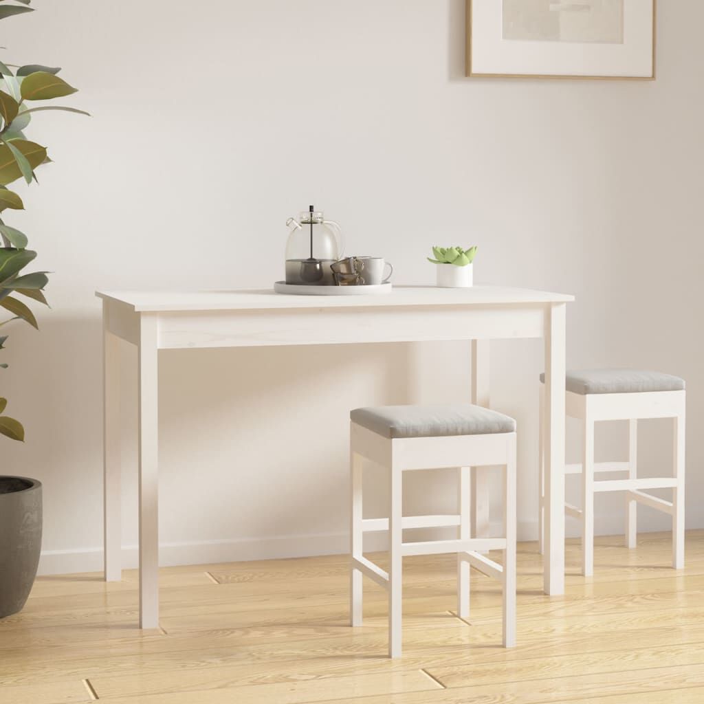 vidaXL طاولة طعام لون أبيض 75x55x110 سم خشب صنوبر صلب