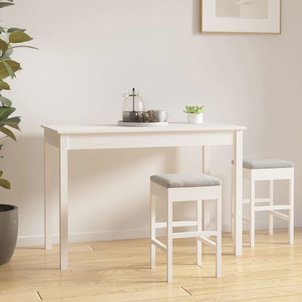 vidaXL طاولة طعام لون أبيض 75x55x110 سم خشب صنوبر صلب