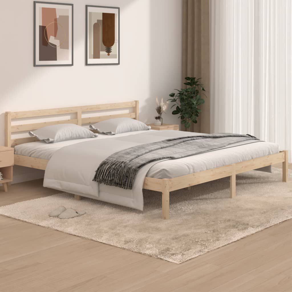 vidaXL إطار سرير خشب صنوبر صلب 180×200 سم سوبر كينج