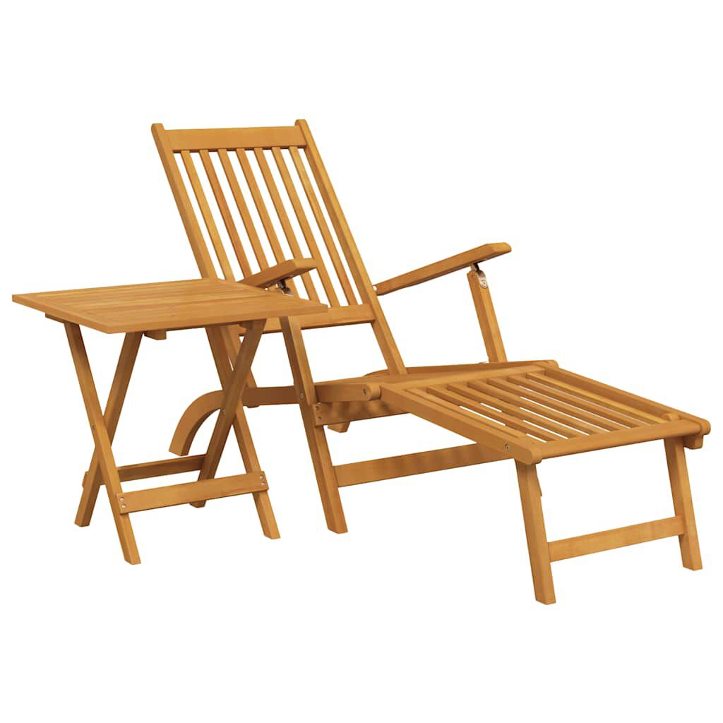 كراسي استرخاء vidaXL Outdoor مع مسند للقدمين وطاولة خشب سنط صلب