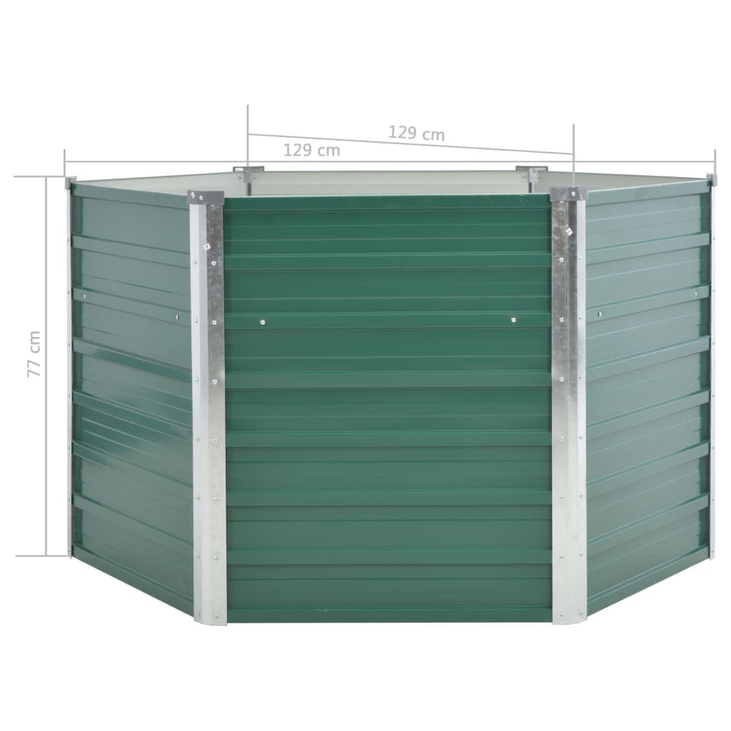 vidaXL حوض حديقة مرتفع فولاذ مجلفن 129×129×77 سم أخضر