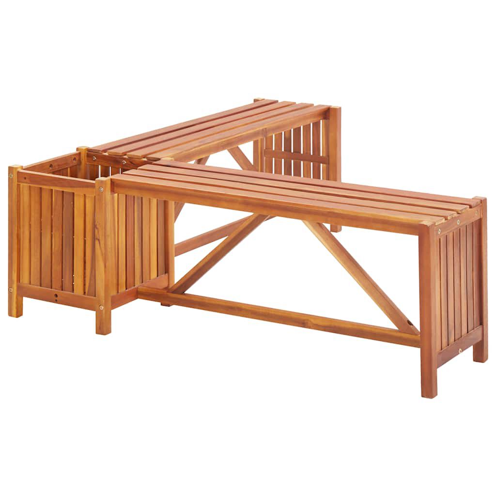 vidaXL مقعد زاوية حديقة مع حوض زرع 117×117×40 سم خشب سنط صلب
