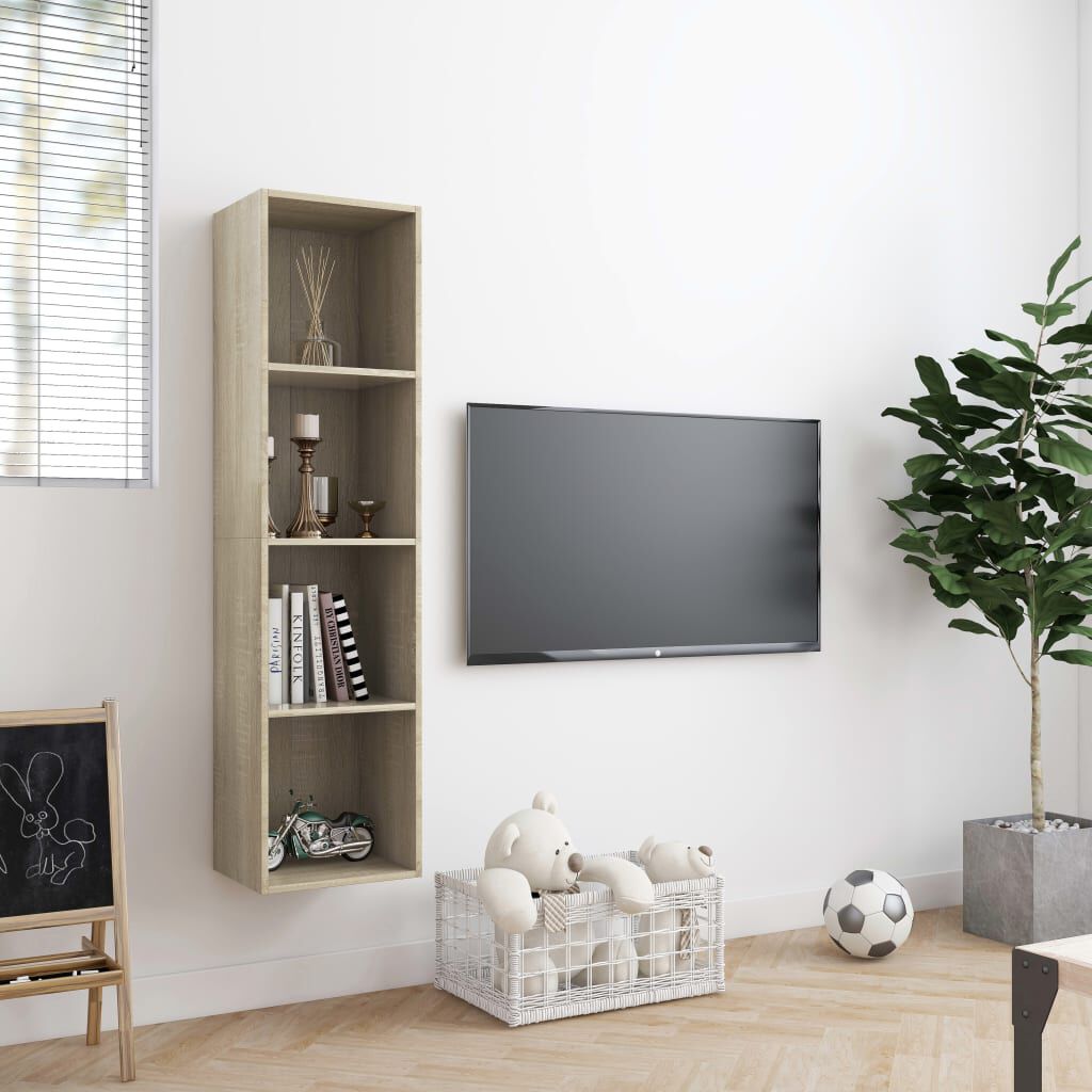 vidaXL خزانة كتب/خزانة تلفزيون سونوما أوك 143×30×36 سم خشب مضغوط