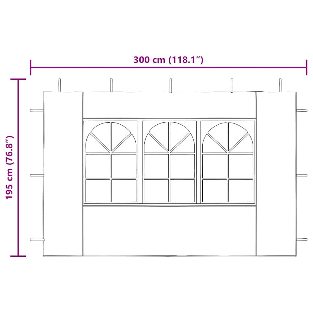 vidaXL جدار خيمة حفلات 2 ق مع نافذة PE أنثراسيت