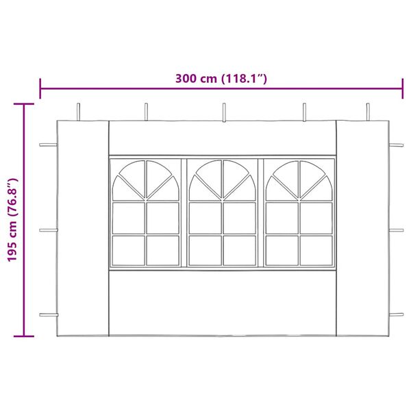 vidaXL جدار خيمة حفلات 2 ق مع نافذة PE أنثراسيت