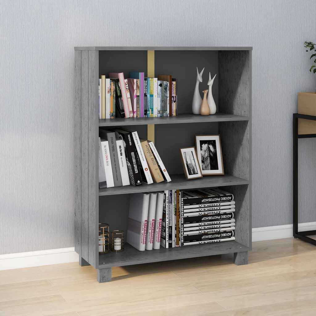 vidaXL خزانة كتب رمادي داكن 85×35×112 سم خشب صنوبر صلب