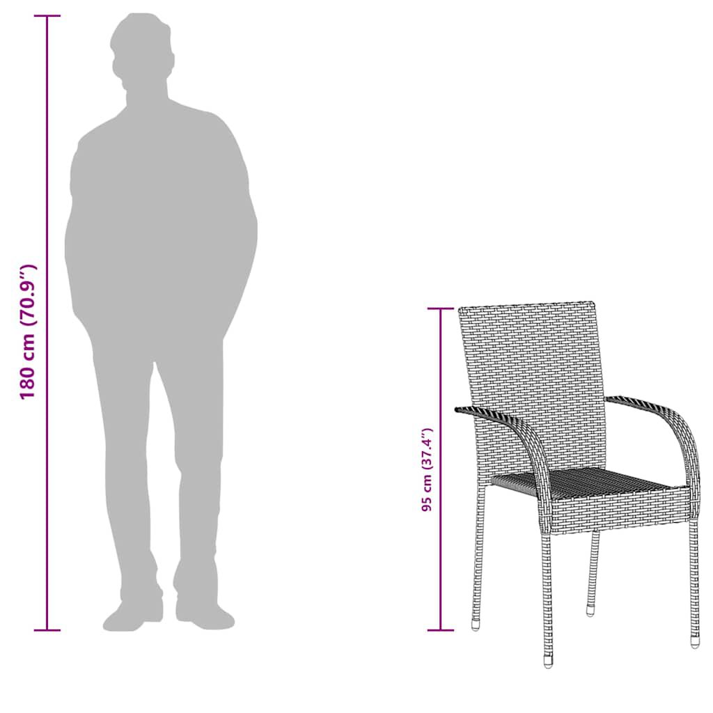 vidaXL كراسي خارجية قابلة للرص 2 ق بولي روطان أسود