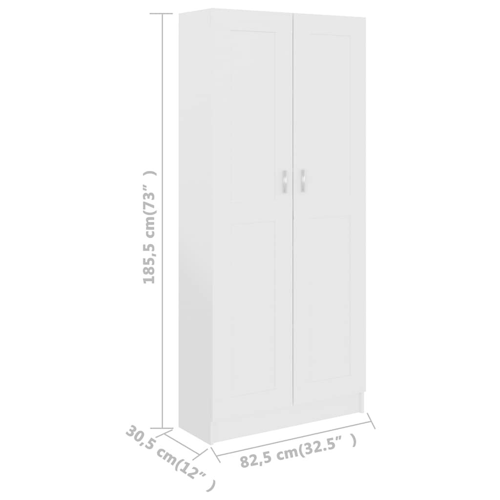 vidaXL خزانة كتب لون أبيض 82.5×30.5×185.5 سم خشب صناعي