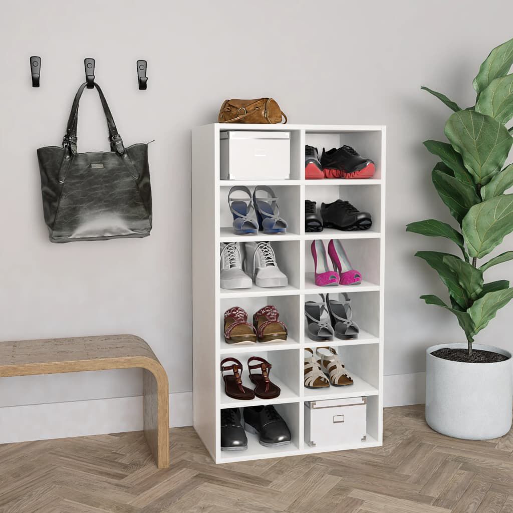 vidaXL حامل أحذية أبيض 54×34×100.5 سم خشب صناعي
