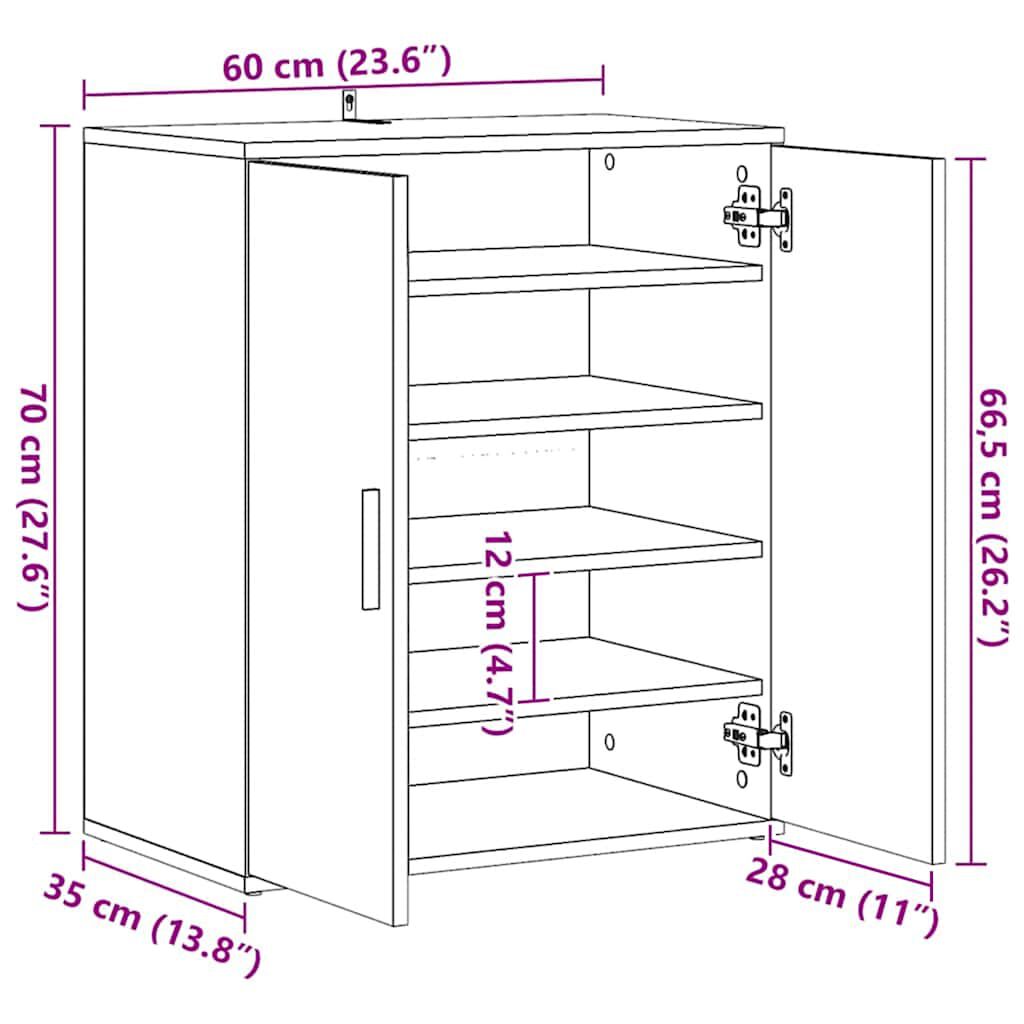 vidaXL خزانة أحذية 60×35×70 سم خشب صناعي أبيض