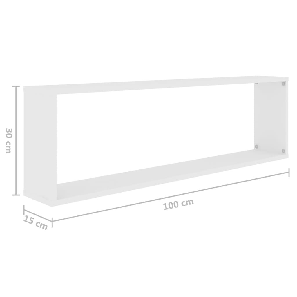 vidaXL رفوف حائط مكعبة 2 ق أبيض 100×15×30 سم خشب صناعي