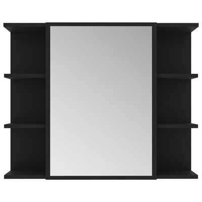 vidaXL خزانة حمام بمرآة أسود 80×20.5×64 سم خشب حبيبي