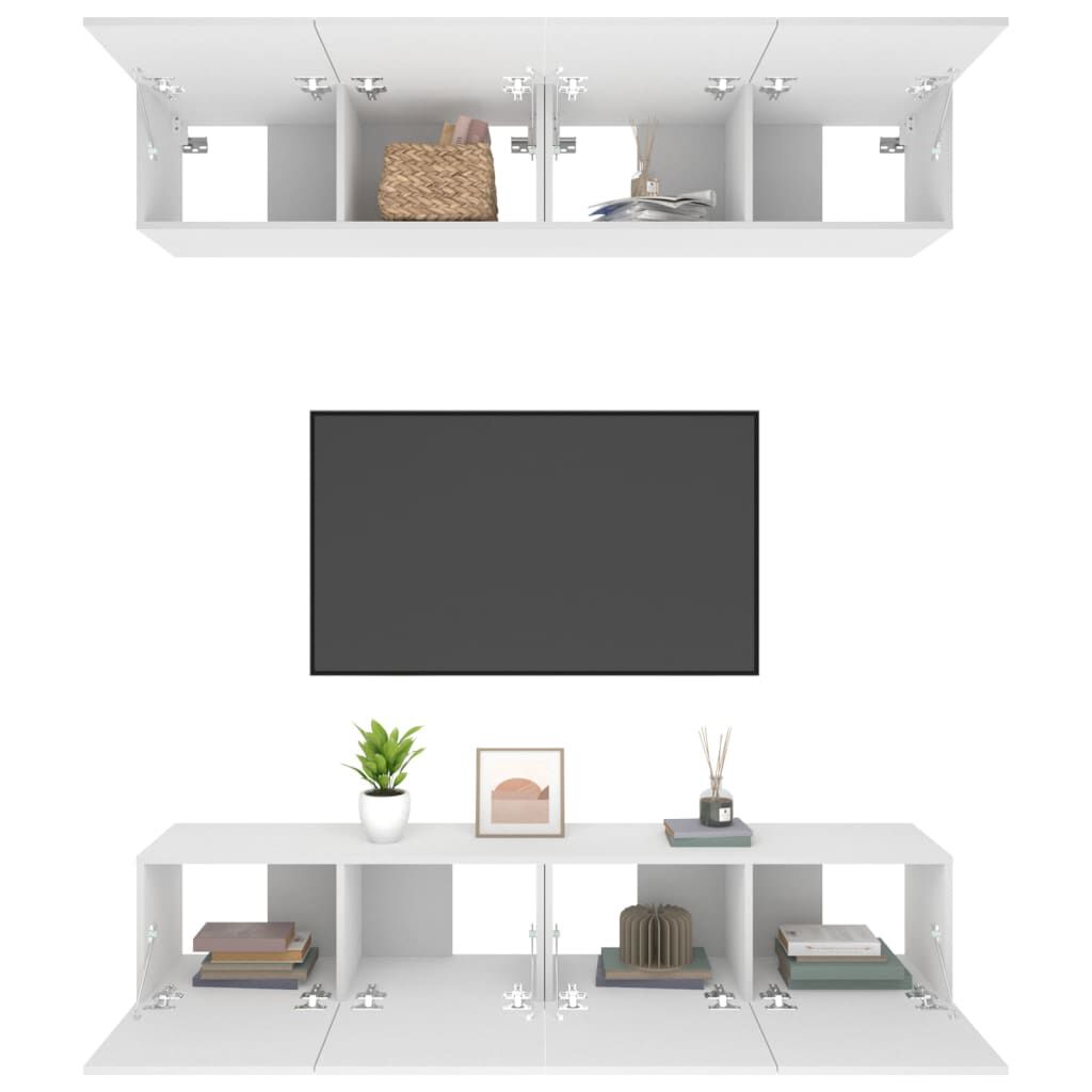 vidaXL خزائن تلفزيون 4ق أبيض 80x30x30 سم خشب صناعي