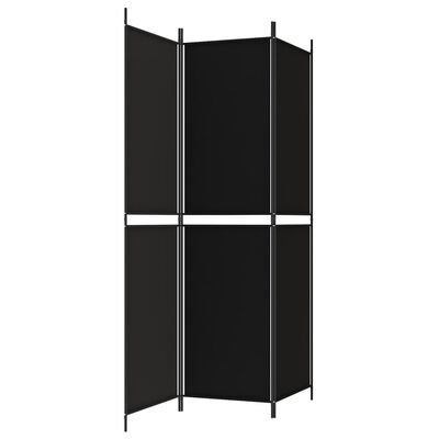 vidaXL مقسم غرفة 3-ألواح أسود 150×200 سم قماش