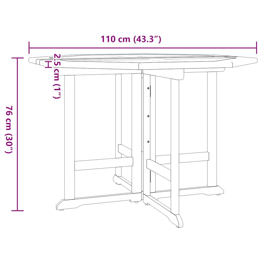 vidaXL طقم سفرة خارجي قابل للطي 5 قطع خشب ساج صلب