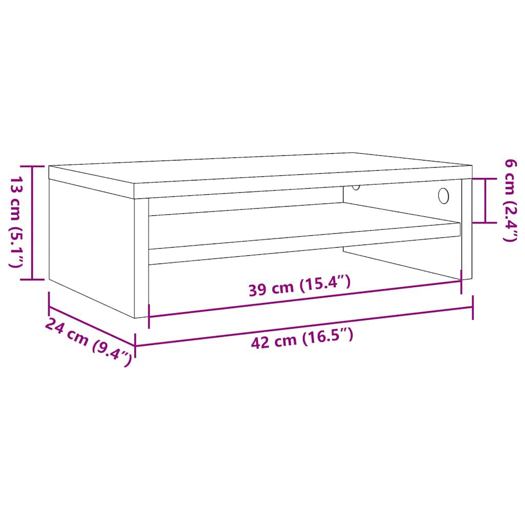 vidaXL حامل شاشة لون أسود 42×24×13 سم خشب صناعي