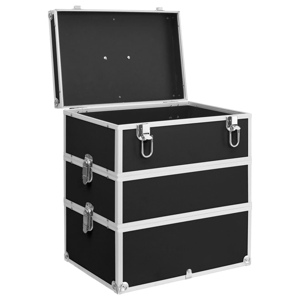 vidaXL حقيبة مكياج 37×24×40 سم أسود ألومنيوم