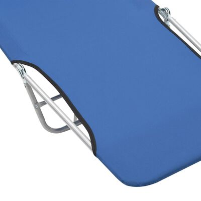vidaXL كراسي تشمس قابلة للطي 2 ق فولاذ ونسيج أزرق
