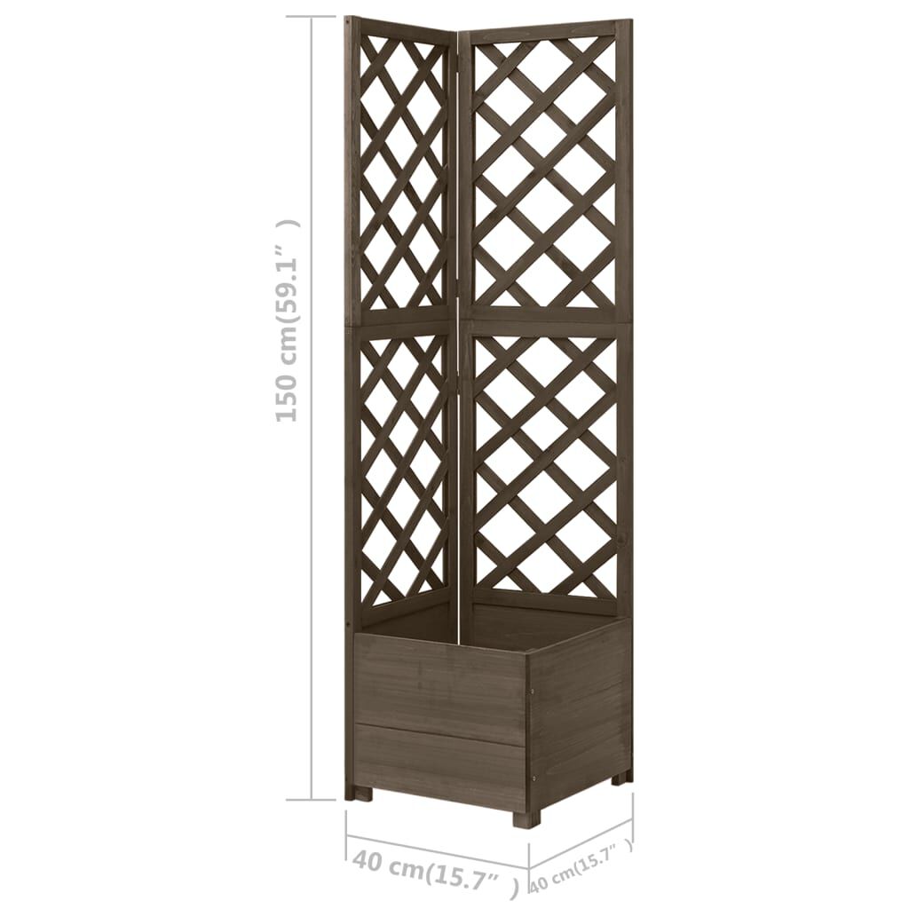 vidaXL حوض تعريشة ركني رمادي 40×40×150 سم خشب تنوب صلب