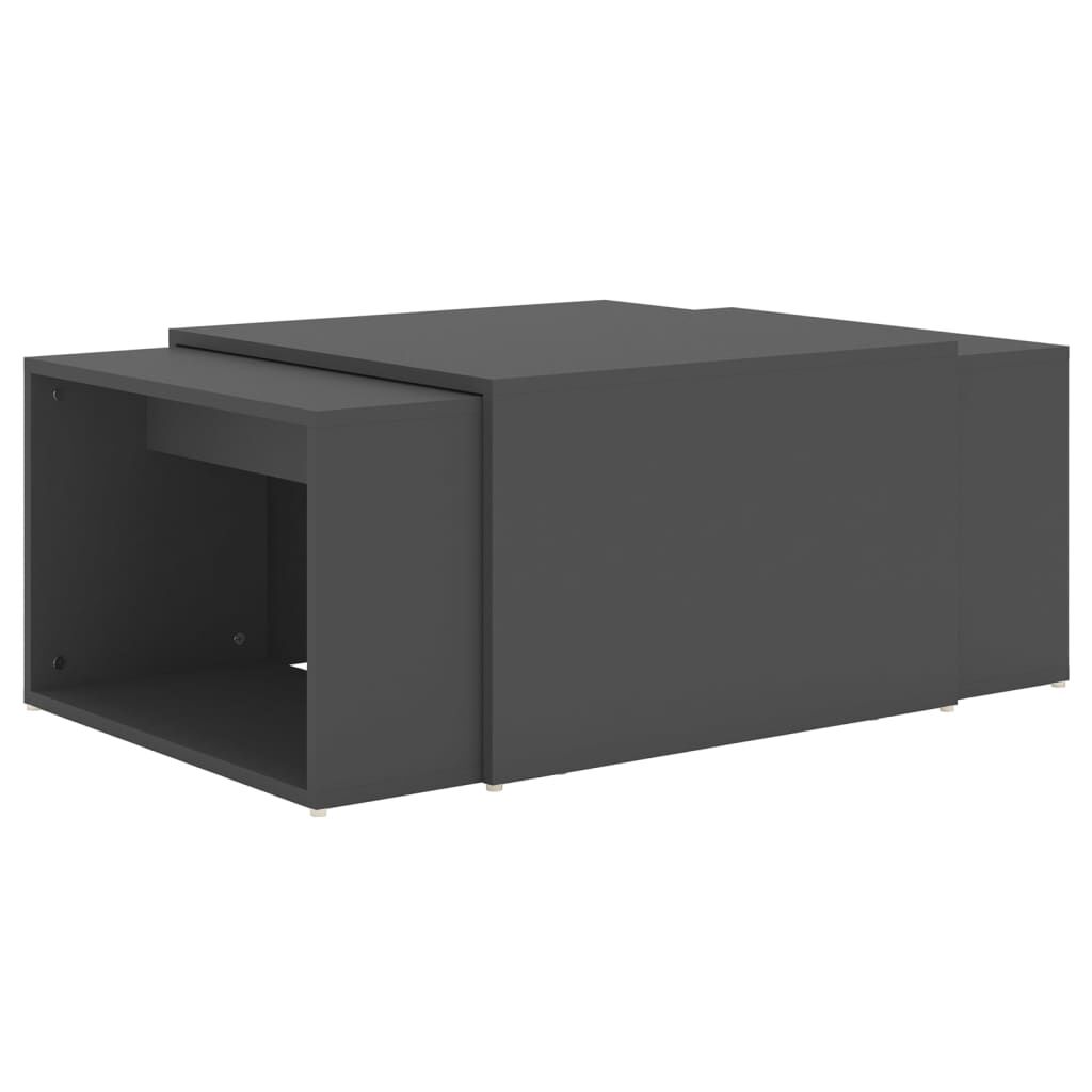 vidaXL عدد 3 قطع طقم طاولات قهوة متداخلة رمادي 60×60×38 سم خشب صناعي