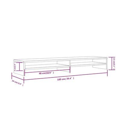 vidaXL حامل شاشة لون أبيض 13x24x100 سم خشب صنوبر صلب