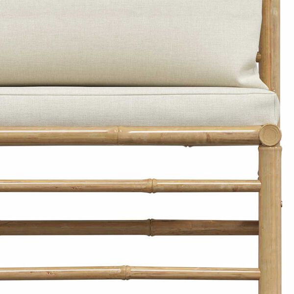 vidaXL طقم جلسة حديقة 3 قطع مع وسائد بيضاء كريمية خيزران