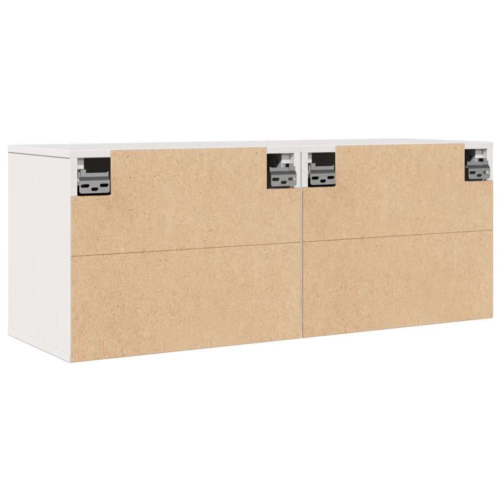 vidaXL خزانات حائط 2ق لون أبيض 35x30x45 سم خشب صنوبر صلب