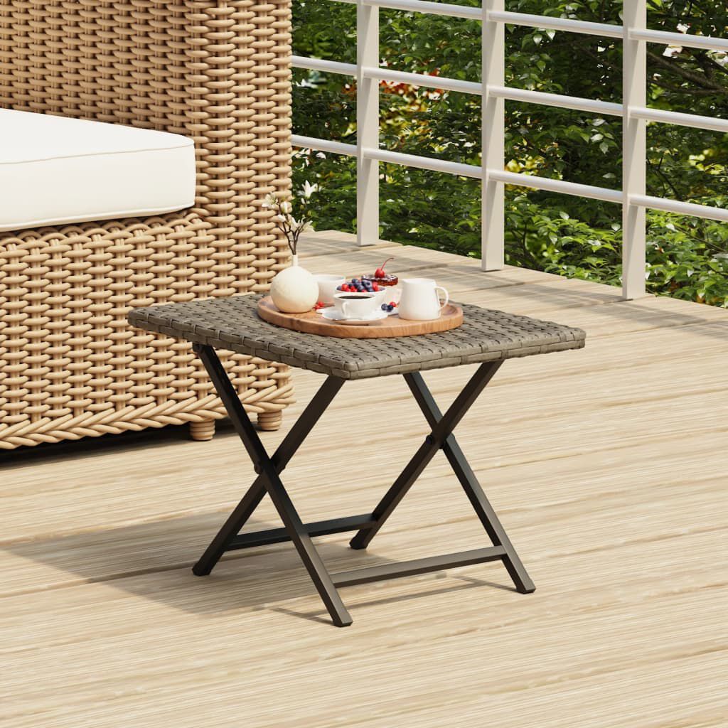 vidaXL طاولة قابلة للثني لون رمادي 45×35×32 سم بولي روطان