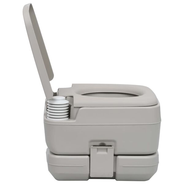 vidaXL مرحاض تخييم متنقل رمادي 10 + 10 لتر